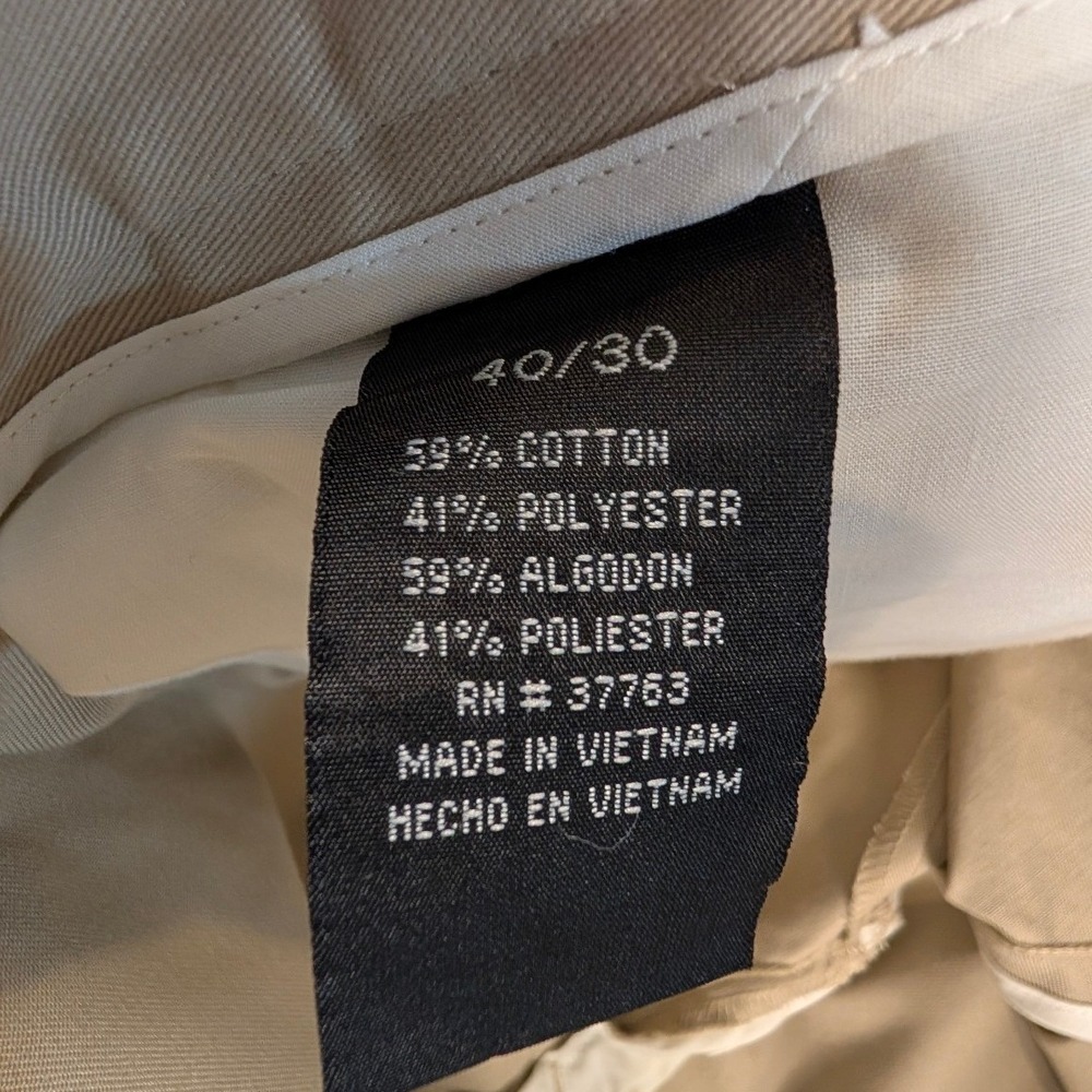 Perry Ellis Portfolio Mens 40x30 Pleated Cuffed Dress Khaki Pants Tan Beige NEW - Picture 5 of 12